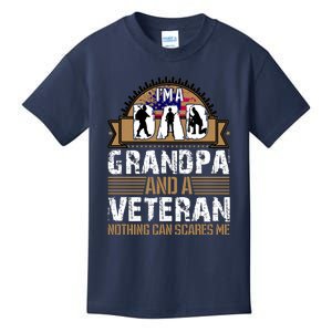 I Am A Dad Grandpa And A Veteran Nothing Can Scares Me Kids T-Shirt