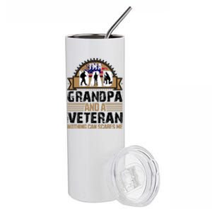 I Am A Dad Grandpa And A Veteran Nothing Can Scares Me Stainless Steel Tumbler