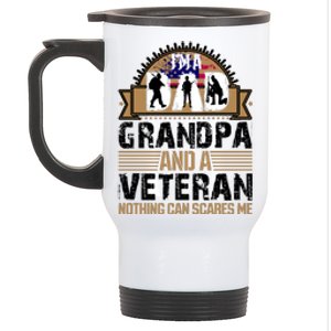 I Am A Dad Grandpa And A Veteran Nothing Can Scares Me Stainless Steel Travel Mug