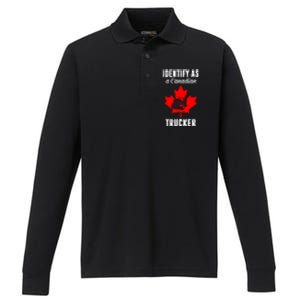 Identify As A Canadian Trucker Performance Long Sleeve Polo