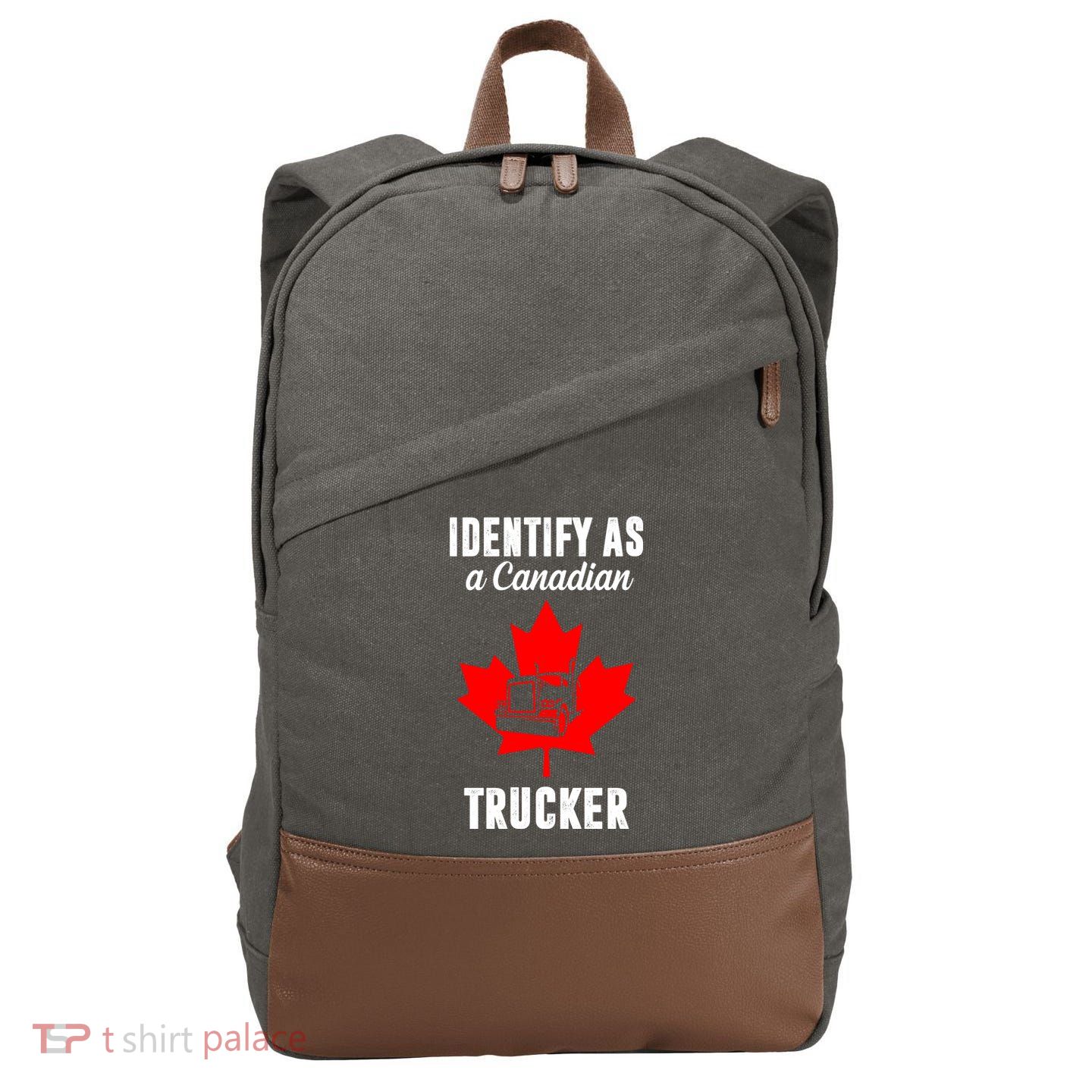 Identify As A Canadian Trucker Cotton Canvas Backpack