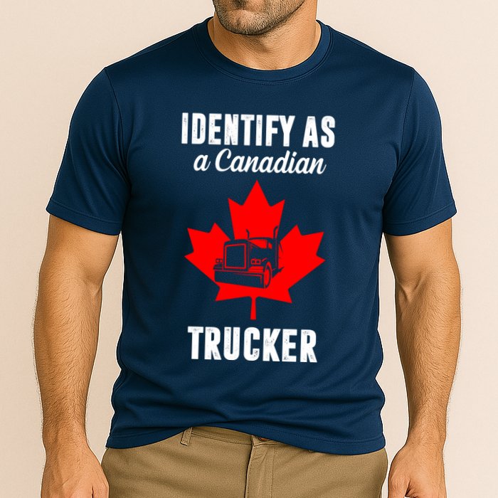 Identify As A Canadian Trucker Cooling Performance Crew T-Shirt