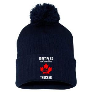 Identify As A Canadian Trucker Pom Pom 12in Knit Beanie