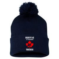 Identify As A Canadian Trucker Pom Pom 12in Knit Beanie