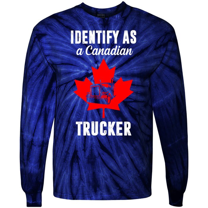 Identify As A Canadian Trucker Tie-Dye Long Sleeve Shirt