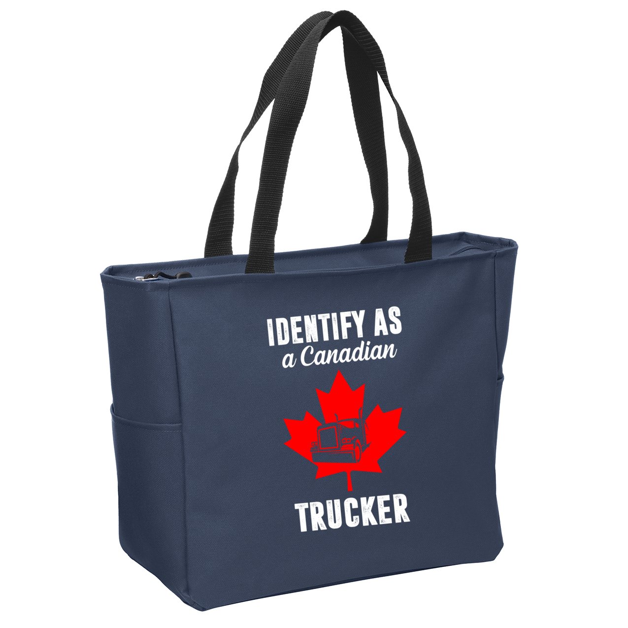 Identify As A Canadian Trucker Zip Tote Bag