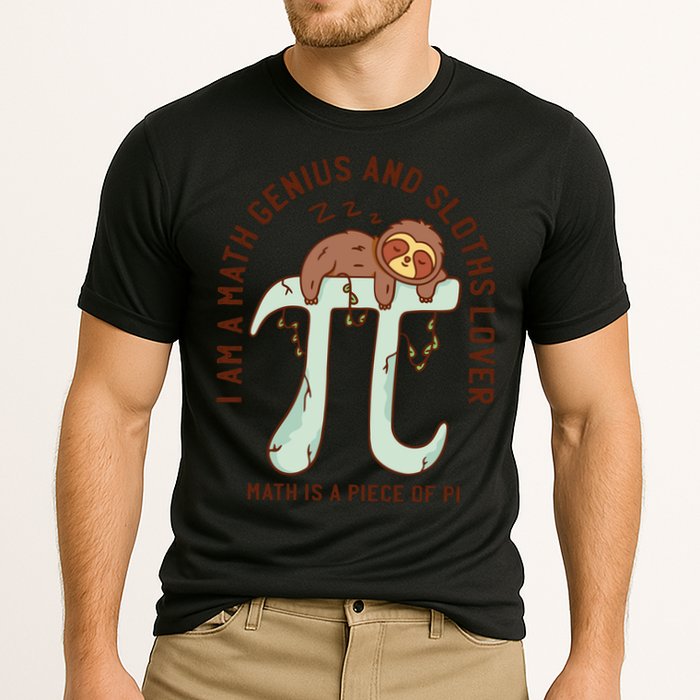 I Am A Math Genius And Sloths Lover Math Is A Piece Of Pi Performance Shirt
