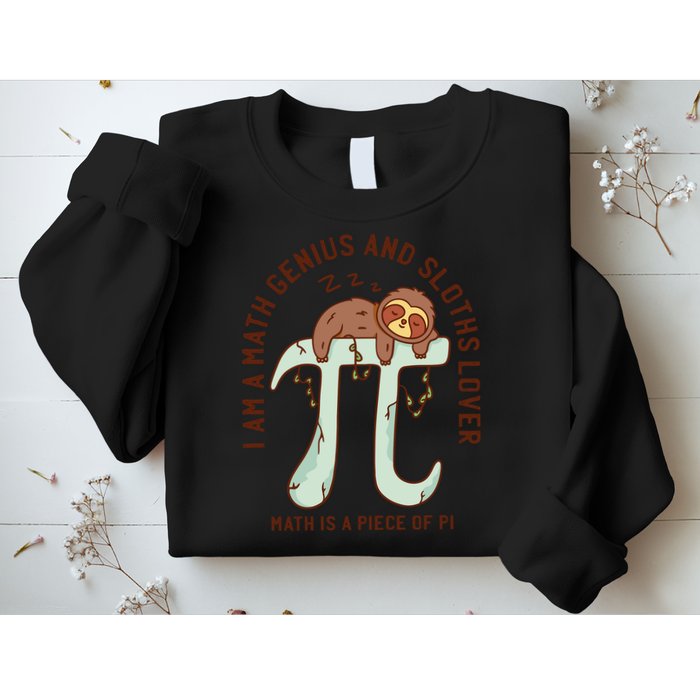 I Am A Math Genius And Sloths Lover Math Is A Piece Of Pi Sweatshirt