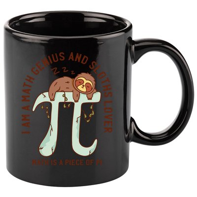 I Am A Math Genius And Sloths Lover Math Is A Piece Of Pi 11oz C Handle Ceramic Mug