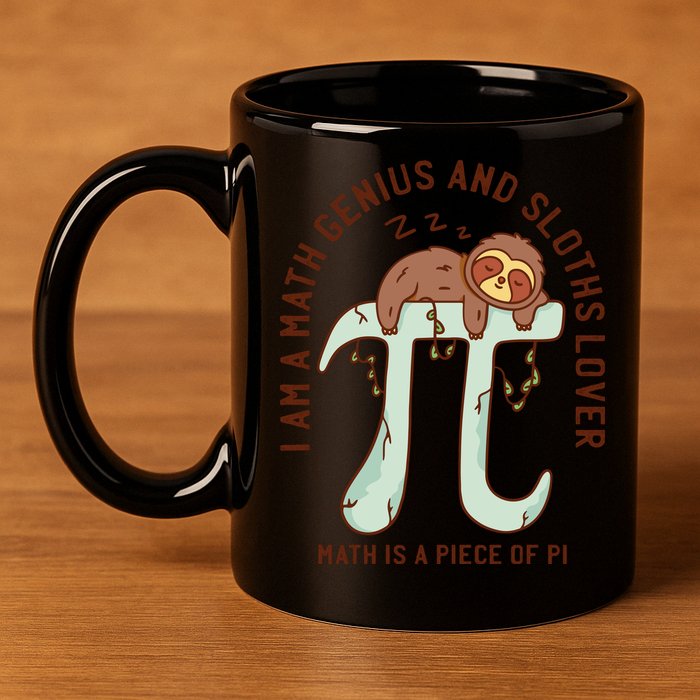 I Am A Math Genius And Sloths Lover Math Is A Piece Of Pi 11oz C Handle Ceramic Mug