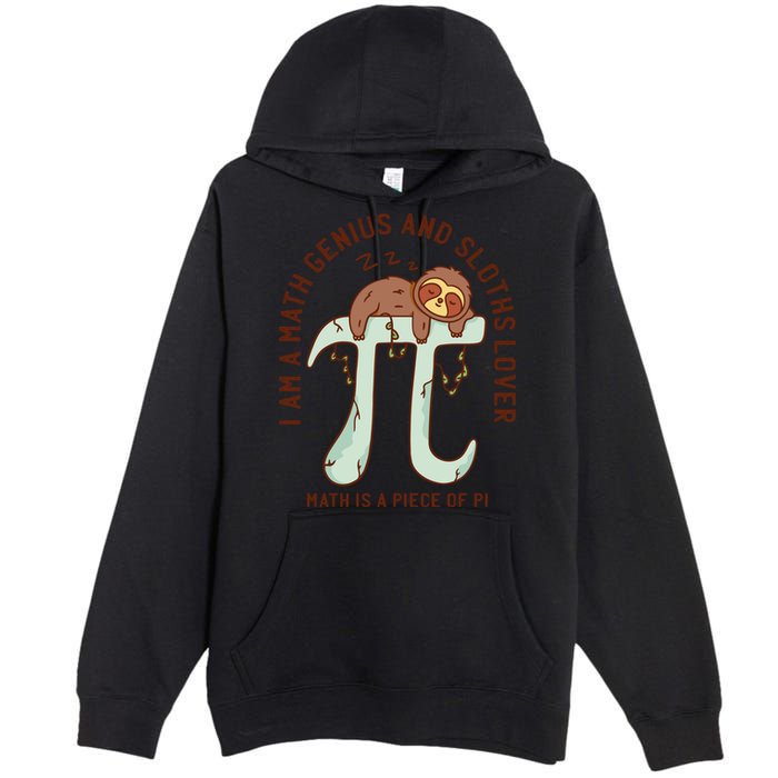 I Am A Math Genius And Sloths Lover Math Is A Piece Of Pi Premium Pullover Hoodie