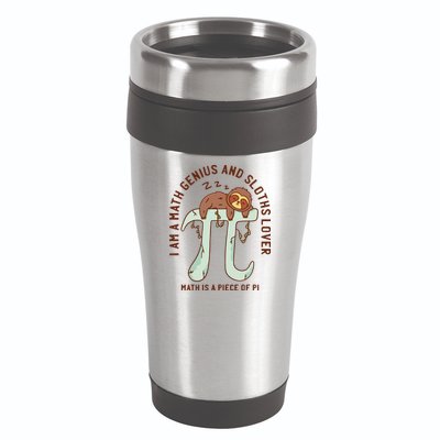 I Am A Math Genius And Sloths Lover Math Is A Piece Of Pi 16oz Travel Tumbler