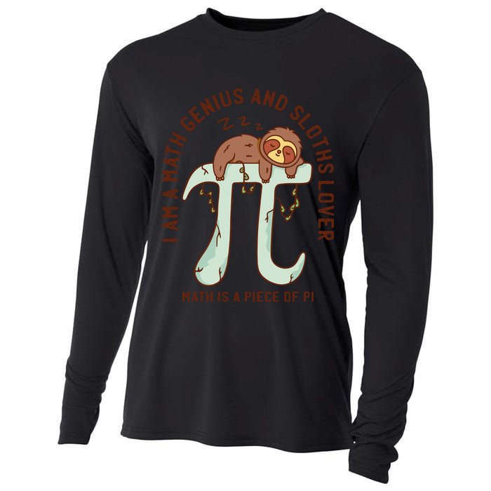 I Am A Math Genius And Sloths Lover Math Is A Piece Of Pi Cooling Performance Long Sleeve Crew