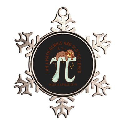 I Am A Math Genius And Sloths Lover Math Is A Piece Of Pi Metallic Star Ornament