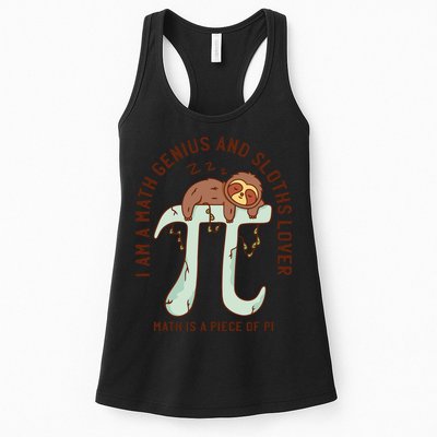 I Am A Math Genius And Sloths Lover Math Is A Piece Of Pi Womens Tank Top