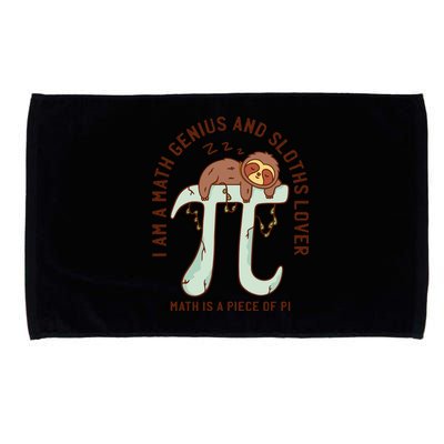 I Am A Math Genius And Sloths Lover Math Is A Piece Of Pi Microfiber Hand Towel