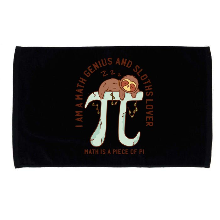 I Am A Math Genius And Sloths Lover Math Is A Piece Of Pi Microfiber Hand Towel