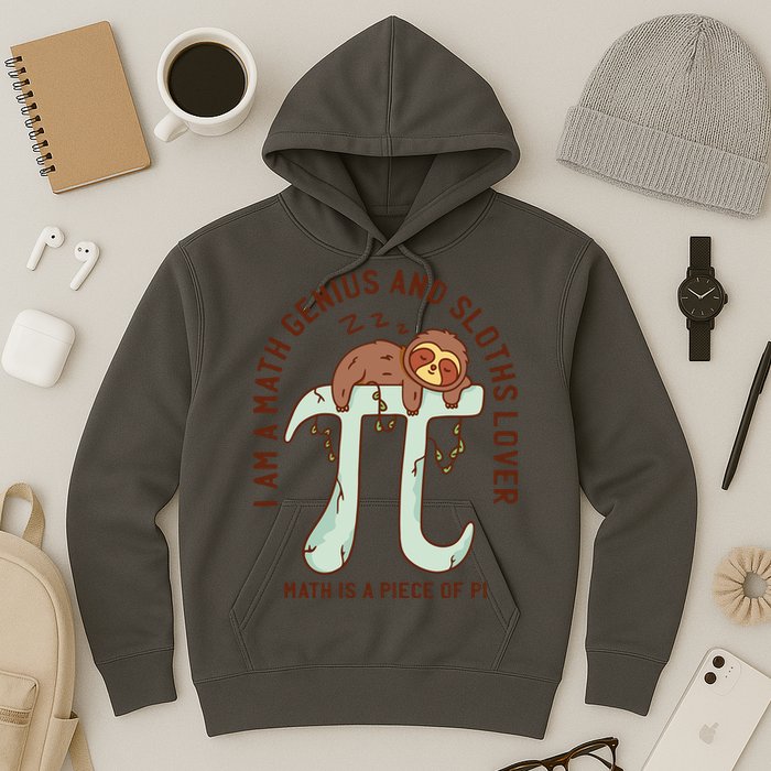 I Am A Math Genius And Sloths Lover Math Is A Piece Of Pi Hoodie