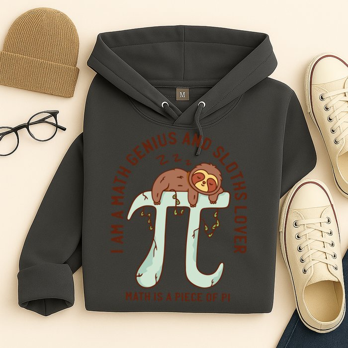 I Am A Math Genius And Sloths Lover Math Is A Piece Of Pi Hoodie
