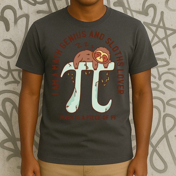 I Am A Math Genius And Sloths Lover Math Is A Piece Of Pi T-Shirt