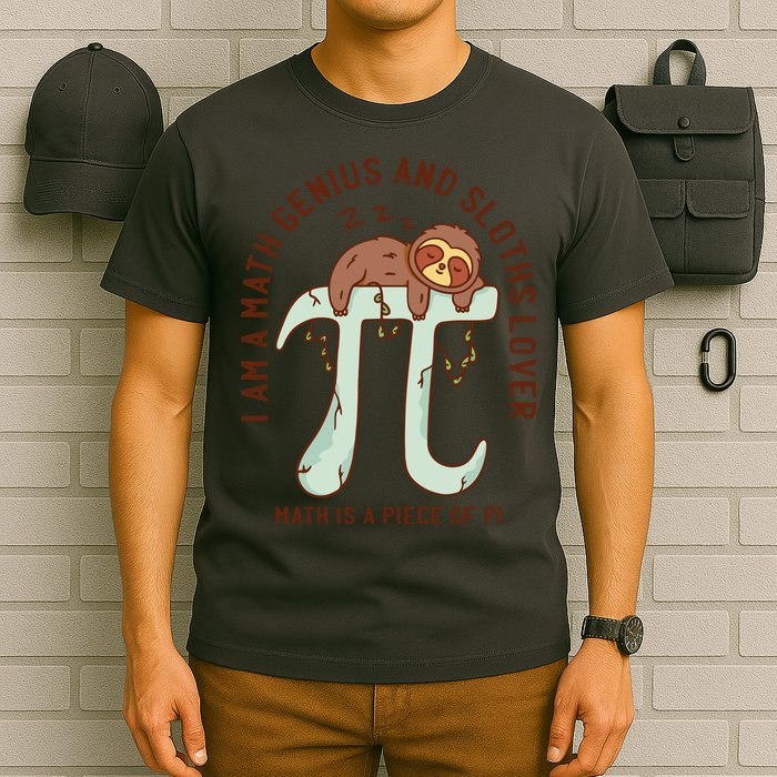 I Am A Math Genius And Sloths Lover Math Is A Piece Of Pi T-Shirt