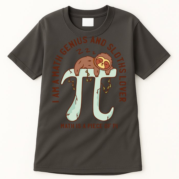 I Am A Math Genius And Sloths Lover Math Is A Piece Of Pi Tall T-Shirt