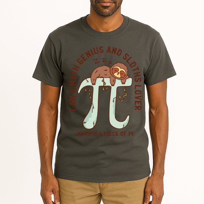 I Am A Math Genius And Sloths Lover Math Is A Piece Of Pi Tall T-Shirt