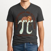 I Am A Math Genius And Sloths Lover Math Is A Piece Of Pi V-Neck T-Shirt