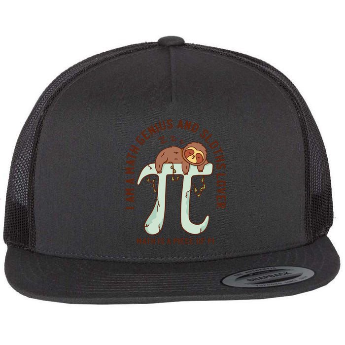 I Am A Math Genius And Sloths Lover Math Is A Piece Of Pi Flat Bill Trucker Hat