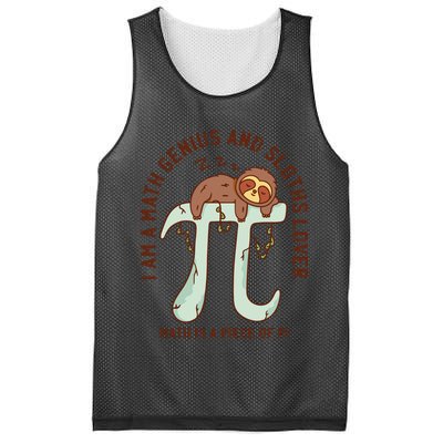 I Am A Math Genius And Sloths Lover Math Is A Piece Of Pi Mesh Reversible Basketball Jersey Tank