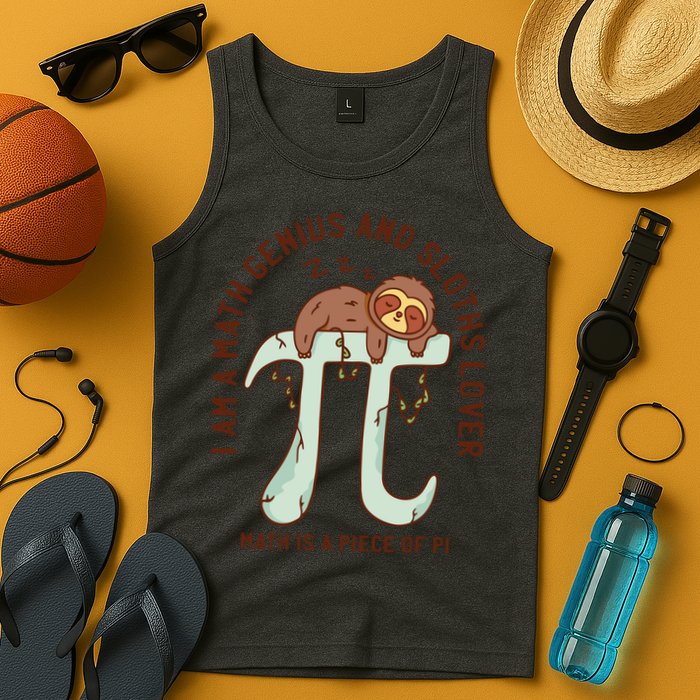 I Am A Math Genius And Sloths Lover Math Is A Piece Of Pi Tank Top