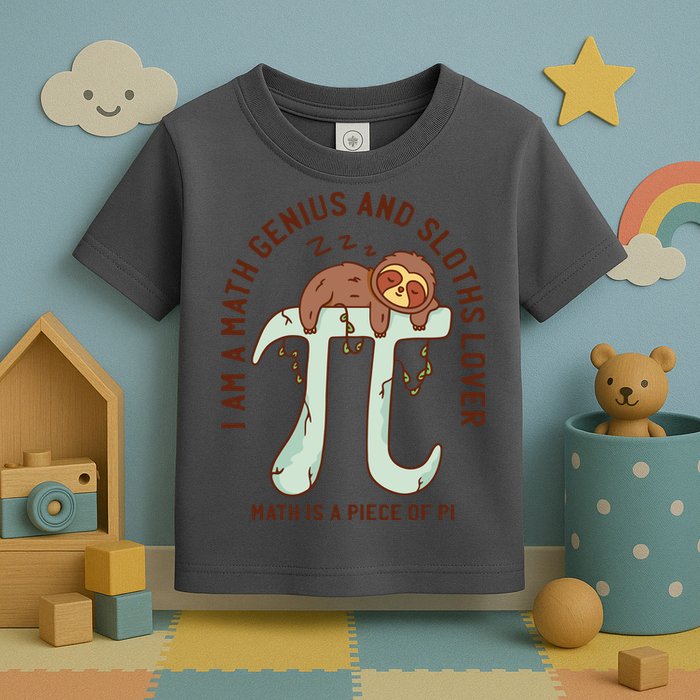 I Am A Math Genius And Sloths Lover Math Is A Piece Of Pi Toddler T-Shirt