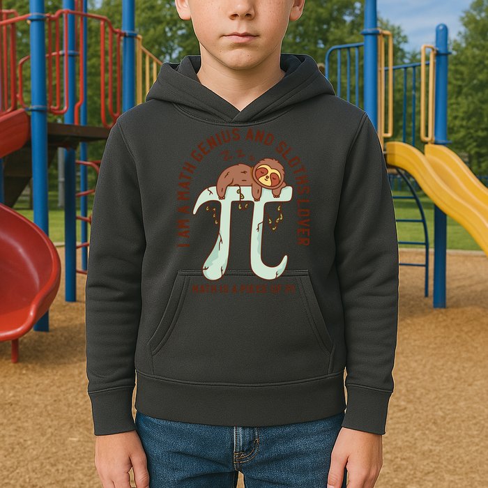 I Am A Math Genius And Sloths Lover Math Is A Piece Of Pi Kids Hoodie