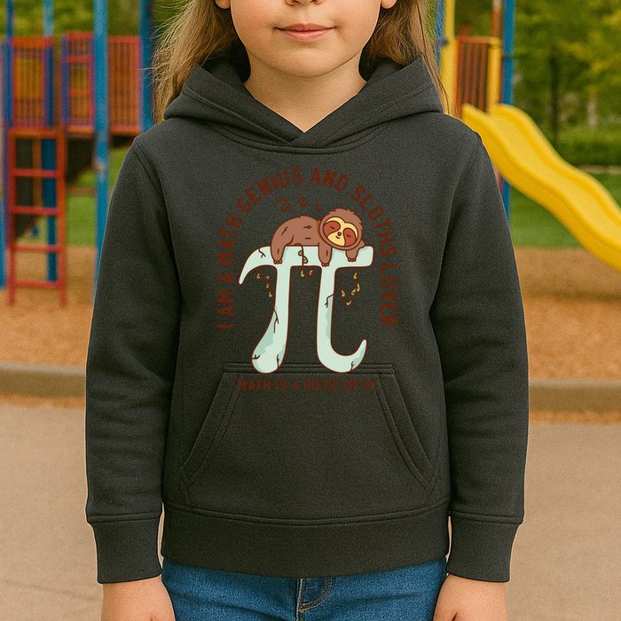 I Am A Math Genius And Sloths Lover Math Is A Piece Of Pi Kids Hoodie
