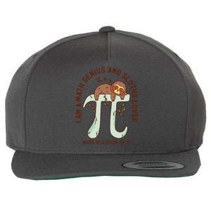 I Am A Math Genius And Sloths Lover Math Is A Piece Of Pi Wool Snapback Cap