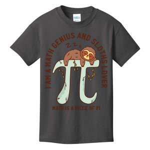 I Am A Math Genius And Sloths Lover Math Is A Piece Of Pi Kids T-Shirt