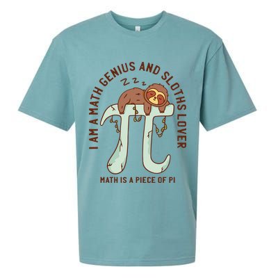 I Am A Math Genius And Sloths Lover Math Is A Piece Of Pi Sueded Cloud Jersey T-Shirt
