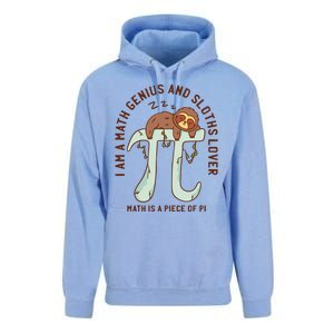 I Am A Math Genius And Sloths Lover Math Is A Piece Of Pi Unisex Surf Hoodie