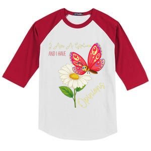 I Am A Girl And I Have Opinions Women MotherS Day Kids Colorblock Raglan Jersey