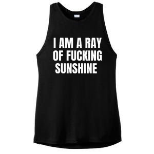 I Am A Ray Of Fucking Sunshine Ladies PosiCharge Tri-Blend Wicking Tank