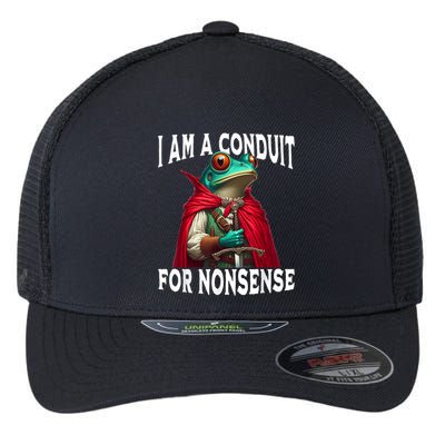 I Am A Conduit For Nonsense Funny Frog Flexfit Unipanel Trucker Cap