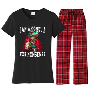 I Am A Conduit For Nonsense Funny Frog Women's Flannel Pajama Set