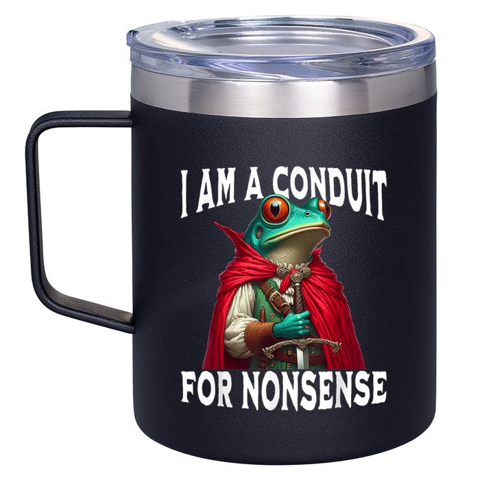 I Am A Conduit For Nonsense Funny Frog 12oz Stainless Steel Coffee Mug