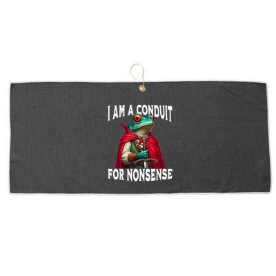 I Am A Conduit For Nonsense Funny Frog Large Microfiber Waffle Golf Towel
