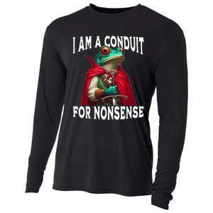 I Am A Conduit For Nonsense Funny Frog Cooling Performance Long Sleeve Crew