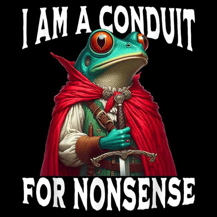 I Am A Conduit For Nonsense Funny Frog Pom Pom 12in Knit Beanie