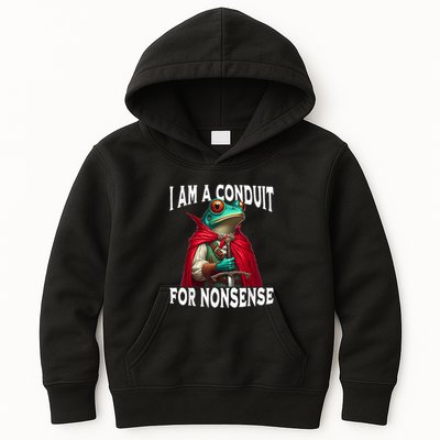 I Am A Conduit For Nonsense Funny Frog Kids Hoodie