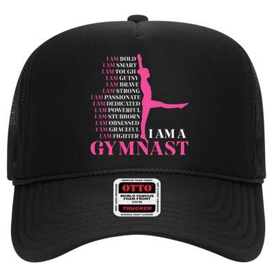 I Am A Gymnast Gymnastics Women Sports High Crown Mesh Back Trucker Hat