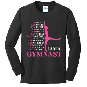 I Am A Gymnast Gymnastics Women Sports Kids Long Sleeve Shirt