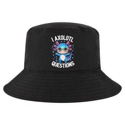 I Ask Axolotl Questions Funny  Cute Salamander  Cool Comfort Performance Bucket Hat